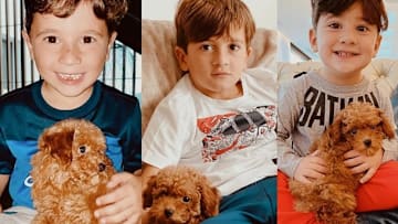 Los hijos de Lionel Messi junto a Abú, el nuevo amigo de la familia.