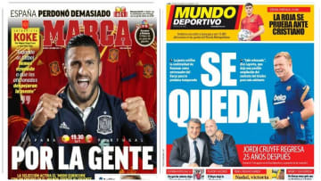 España y la renovación de Koeman, en las portadas