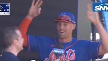 New York Mets OF Brandon Nimmo during an in-game interview