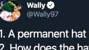 Wally the Green Monster had a slick response to a Red Sox beat writer asking questions about his hat