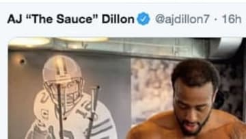 AJ Dillon posts photo of him looking huge after a workout