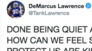 Cowboys star DeMarcus' Lawrence's tweet from yesterday about the killing of George Floyd