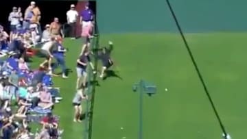 Chicago Cubs fan went all out to retrieve Javier Baez's home run ball. 