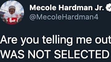 Chiefs WR Mecole Hardman backed his former Georgia teammate D'Andre Swift after the RB wasn't drafted in the first round. 