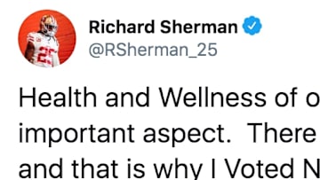 Richard Sherman of the San Francisco 49ers voted no to the NFL's proposed CBA