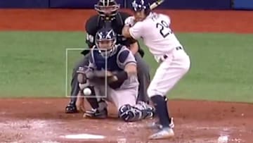Gary Sanchez with an adjusted catching stance to get more called strikes.