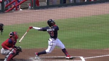 Atlanta Braves OF Ronald Acuna Jr's swing was captured in slow motion. 