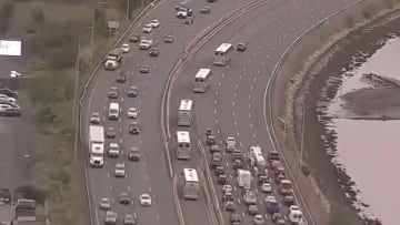 Patriots team buses mess up the morning commute. 