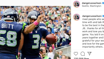 Seattle Seahawks QB Russell Wilson posted an emotional goodbye on Instagram following the release of OL Justin Britt.