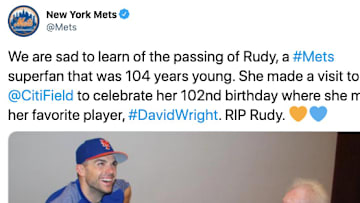Mets superfan, Rudy, passed away at 104-years-old.