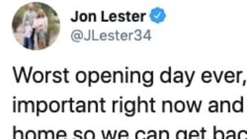 Cubs pitcher Jon Lester provided a hopeful message for baseball fans, as Opening Day is currently delayed.