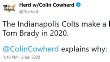 Colin Cowherd has no idea where Brady is going. All you have to do is listen to... Colin Cowherd!