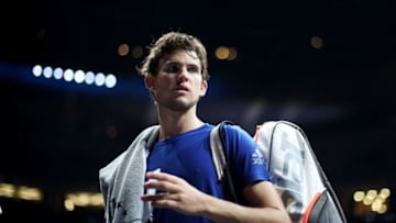 PRAGUE, CZECH REPUBLIC - SEPTEMBER 21: Dominic Thiem of Team Europe during practice ahead of the Laver Cup on September 21, 2017 in Prague, Czech Republic. The Laver Cup consists of six European players competing against their counterparts from the rest of the World. Europe will be captained by Bjorn Borg and John McEnroe will captain the Rest of the World team. The event runs from 22-24 September. (Photo by Julian Finney/Getty Images for Laver Cup)