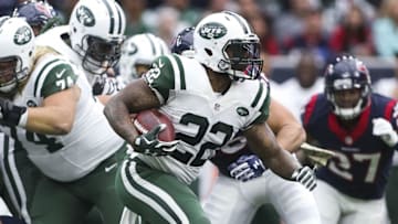 Nov 22, 2015; Houston, TX, USA; New York Jets running back Stevan Ridley (22) rushes during the first quarter against the Houston Texans at NRG Stadium. Mandatory Credit: Troy Taormina-USA TODAY Sports