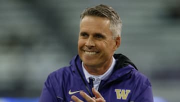 SEATTLE, WA - OCTOBER 07: Head coach Chris Petersen of the Washington Huskies looks on prior to the game against the California Golden Bears at Husky Stadium on October 7, 2017 in Seattle, Washington. (Photo by Otto Greule Jr/Getty Images)