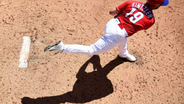CLEARWATER, FLORIDA - MARCH 04: Brandon Kintzler #19 of the Philadelphia Phillies warms up in the bullpen during in the fourth inning against the New York Yankees in a spring training game at BayCare Ballpark on March 04, 2021 in Clearwater, Florida. (Photo by Mark Brown/Getty Images)