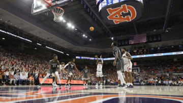 Auburn basketballDec 1, 2021; Auburn, Alabama, USA; Auburn Tigers guard Wendell Green Jr. (1) shoots a foul shot against the UCF Knights during the second half at Auburn Arena. Mandatory Credit: John Reed-USA TODAY Sports