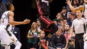 Mar 9, 2016; Milwaukee, WI, USA; Miami Heat forward Luol Deng (9) during the game against the Milwaukee Bucks at BMO Harris Bradley Center. Milwaukee won 114-108. Mandatory Credit: Jeff Hanisch-USA TODAY Sports