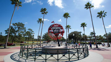LAKE BUENA VISTA, FL - MARCH 03: A general view of the ESPN Wide World of Sports entrance outside of Champion Stadium before the game between the New York Mets and Atlanta Braves on March, 3 2014 in Lake Buena Vista, Florida. (Photo by Rob Foldy/Getty Images)