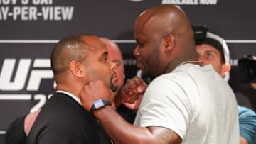 NEW YORK, NY - NOVEMBER 1: (L-R) UFC light heavyweight and heavyweight champion Daniel Cormier and Derrick Lewis pose for media during the UFC 230 ultimate media day at the New York Marriott Marquis on November 1, 2018 in New York, NY. (Photo by Ed Mulholland/Zuffa LLC/Zuffa LLC via Getty Images)