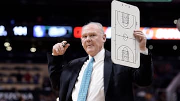 Apr 11, 2016; Phoenix, AZ, USA; Sacramento Kings head coach George Karl calls a timeout in the second half against the Phoenix Suns at Talking Stick Resort Arena. The Sacramento Kings won 105-101. Mandatory Credit: Jennifer Stewart-USA TODAY Sports