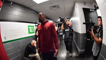 BOSTON, MA - MAY 15: JR Smith #5 of the Cleveland Cavaliers walks through the tunnel to the arena prior to Game Two of the Eastern Conference Finals of the 2018 NBA Playoffs against the Boston Celtics on May 15, 2018 at the TD Garden in Boston, Massachusetts. NOTE TO USER: User expressly acknowledges and agrees that, by downloading and or using this photograph, User is consenting to the terms and conditions of the Getty Images License Agreement. Mandatory Copyright Notice: Copyright 2018 NBAE (Photo by Jesse D. Garrabrant/NBAE via Getty Images)