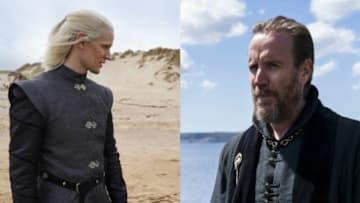 Emma D’Arcy as "Princess Rhaenyra Targaryen" and Matt Smith as "Prince Daemon Targaryen" in House of the Dragon. Photograph by Ollie Upton/HBO -- Olivia Cooke as "Alicent Hightower" and Rhys Ifans as "Otto Hightower" in House of the Dragon. Photograph by Ollie Upton/HBO
