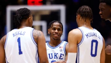 Duke basketball guards Jeremy Roach, Trevor Keels, and Wendell Moore (Photo by Grant Halverson/Getty Images)