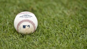 Oct 24, 2016; Cleveland, OH, USA; A general view of a Major League baseball during work out day prior to the start of the 2016 World Series at Progressive Field. Mandatory Credit: David Richard-USA TODAY Sports