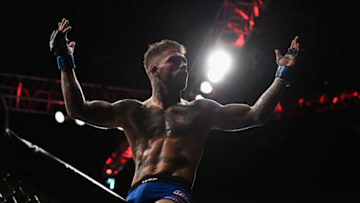 LAS VEGAS, NV - DECEMBER 30: Cody Garbrandt reacts to his victory over Dominick Cruz during the UFC 207 event at T-Mobile Arena on December 30, 2016 in Las Vegas, Nevada. (Photo by Brandon Magnus/Zuffa LLC/Zuffa LLC via Getty Images)