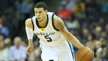 Mar 16, 2016; Memphis, TN, USA; Memphis Grizzlies guard Ray McCallum (5) dribbles in the second quarter against the Minnesota Timberwolves at FedExForum. Mandatory Credit: Nelson Chenault-USA TODAY Sports