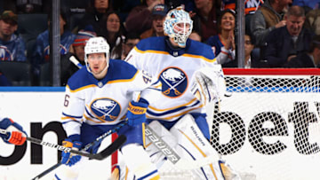 ELMONT, NEW YORK - MARCH 07: Ilya Lyubushkin #46 of the Buffalo Sabres skates against the New York Islanders at the UBS Arena on March 07, 2023 in Elmont, New York. (Photo by Bruce Bennett/Getty Images)