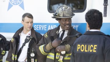 CHICAGO FIRE -- "Welcome to Crazytown" Episode 807 -- Pictured: (l-r) Jesse Spencer as Matthew Casey, Eamonn Walker as Battalion Chief Wallace Boden -- (Photo by: Adrian Burrows/NBC)