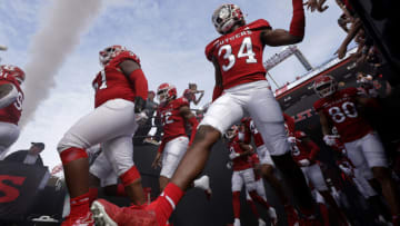 PISCATAWAY, NEW JERSEY - SEPTEMBER 30: The Rutgers Scarlet Knights run onto the field before a football game against the Wagner Seahawks at SHI Stadium on September 30, 2023 in Piscataway, New Jersey. (Photo by Rich Schultz/Getty Images)