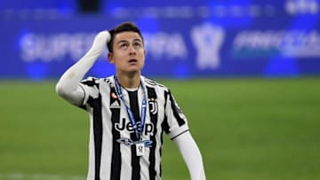 SAN SIRO STADIUM, MILAN, ITALY - 2022/01/12: Paulo Dybala of Juventus FC looks dejected at the end of the italian super cup final football match between FC Internazionale and Juventus FC. FC Interrnazionale won 2-1 over Juventus FC after extra times. (Photo by Andrea Staccioli/Insidefoto/LightRocket via Getty Images)