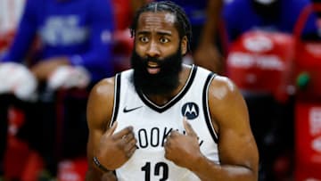 PHILADELPHIA, PENNSYLVANIA - FEBRUARY 06: James Harden #13 of the Brooklyn Nets (Photo by Tim Nwachukwu/Getty Images)