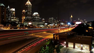 ATLANTA - JULY 17: Atlanta skyline at night as photographed from the 18th Street bridge on July 17, 2015 in Atlanta, Georgia. (Photo By Raymond Boyd/Getty Images)