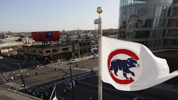 CHICAGO, IL - APRIL 30: A general view of the intersection of Clark and Addison streets at Wrigley Field as the Chicago Cubs take on the Colorado Rockies on April 30, 2018 in Chicago, Illinois. The Cubs defeated the Rockies 3-2. (Photo by Jonathan Daniel/Getty Images)