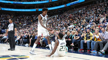 Ed Davis, Royce O'Neale, Utah Jazz. Copyright 2019 NBAE (Photo by Melissa Majchrzak/NBAE via Getty Images)