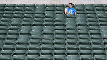 CARSON, CA - SEPTEMBER 24: A Los Angeles Chargers fan looks on at the conclusion of the game at StubHub Center on September 24, 2017 in Carson, California. The Kansas City Chiefs defeated the Los Angeles Chargers 24-10. (Photo by Sean M. Haffey/Getty Images)
