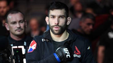 PRAGUE, CZECH REPUBLIC - FEBRUARY 23: Carlo Pedersoli of Italy prepares to fight Dwight Grant in their welterweight bout during the UFC Fight Night event at O2 Arena on February 23, 2019 in the Prague, Czech Republic. (Photo by Jeff Bottari/Zuffa LLC/Zuffa LLC via Getty Images)