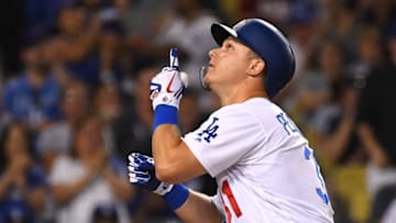 LOS ANGELES, CA - JUNE 08: Joc Pederson #31 of the Los Angeles Dodgers crosses the plate after hitting a solo home run in the fifth fifth inning of the game against the Atlanta Braves at Dodger Stadium on June 8, 2018 in Los Angeles, California. (Photo by Jayne Kamin-Oncea/Getty Images)
