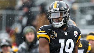 PITTSBURGH, PA - DECEMBER 31: Pittsburgh Steelers Wide Receiver JuJu Smith-Schuster (19) looks on during the game between the Cleveland Browns and the Pittsburgh Steelers on December 31, 2017 at Heinz Field in Pittsburgh, Pa. (Photo by Mark Alberti/ Icon Sportswire)