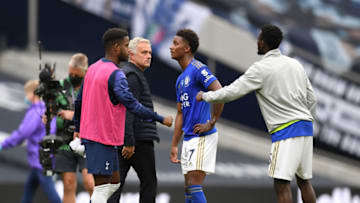 Jose Mourinho of Tottenham Hotspur and Demarai Gray of Leicester City (Photo by Michael Regan/Getty Images)