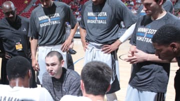 LAS VEGAS, NV - JULY 15: Assistant coach David Adelman of the Minnesota Timberwolves coaches against the Chicago Bulls at the Samsung NBA Summer League 2014 on July 15, 2014 at the Thomas & Mack Center in Las Vegas, Nevada. NOTE TO USER: User expressly acknowledges and agrees that, by downloading and or using this photograph, User is consenting to the terms and conditions of the Getty Images License Agreement. Mandatory Copyright Notice: Copyright 2014 NBAE (Photo by Jack Arent/NBAE via Getty Images)