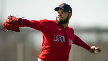 FT. MYERS, FL - FEBRUARY 15: Eduardo Rodriguez #57 of the Boston Red Sox throws during a team workout on February 15, 2020 at JetBlue Park at Fenway South in Fort Myers, Florida. (Photo by Billie Weiss/Boston Red Sox/Getty Images)