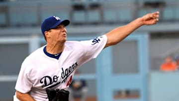 Sep 3, 2016; Los Angeles, CA, USA; Los Angeles Dodgers starting pitcher Rich Hill (44) in the second inning of the game against the San Diego Padres at Dodger Stadium. Mandatory Credit: Jayne Kamin-Oncea-USA TODAY Sports
