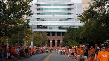 KNOXVILLE, TN - SEPTEMBER 15: A view of the outside of Neyland Stadium before a game between the Florida Gators and Tennessee Volunteers on September 15, 2012 in Knoxville, Tennessee. (Photo by John Sommers II/Getty Images)