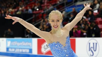 LAKE PLACID, NY - NOVEMBER 26: Bradie Tennell of the United States competes in the Ladies' Free Skate during day three of 2017 Bridgestone Skate America at Herb Brooks Arena on November 26, 2017 in Lake Placid, New York. (Photo by Tim Bradbury/Getty Images)