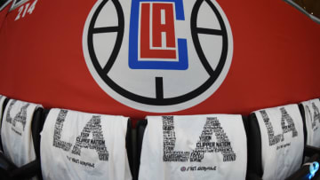 LOS ANGELES, CA - APRIL 30: The LA Clippers lay out shirts for fans before Game Seven of the Western Conference Quarterfinals against the Utah Jazz of the 2017 NBA Playoffs on April 30, 2017 at STAPLES Center in Los Angeles, California. NOTE TO USER: User expressly acknowledges and agrees that, by downloading and/or using this photograph, user is consenting to the terms and conditions of the Getty Images License Agreement. Mandatory Copyright Notice: Copyright 2017 NBAE (Photo by Andrew D. Bernstein/NBAE via Getty Images)